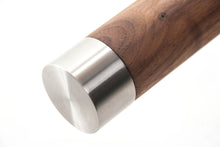 Load image into Gallery viewer, Stainless Steel &amp; Walnut Handrail Flat End Caps - SimpleHandrails.co.uk
