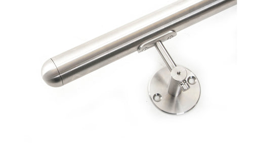 Stainless Steel Handrail With Dome Ends- Upgraded Bracket- Premium Rail - SimpleHandrails.co.uk