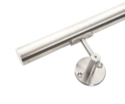 Stainless Steel Handrail With Flat Ends- Upgraded Bracket- Premium Rail - SimpleHandrails.co.uk
