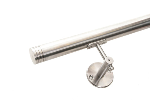 Stainless Steel Handrail With 3 Groove Ends- Upgraded Bracket- Premium Rail - SimpleHandrails.co.uk
