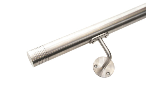 Stainless Steel Handrail With 7 Groove Ends - SimpleHandrails.co.uk