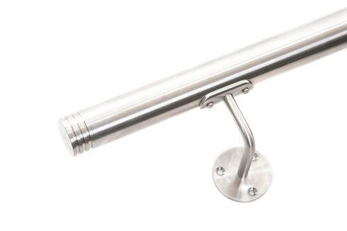 Stainless Steel Handrail With 3 Groove Ends - SimpleHandrails.co.uk