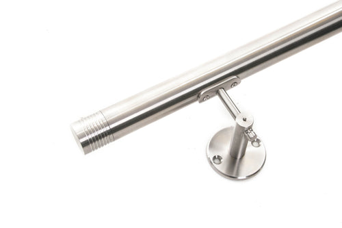 Stainless Steel Handrail With 7 Groove Ends- Upgraded Bracket- Premium Rail - SimpleHandrails.co.uk
