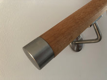 Load image into Gallery viewer, Stainless Steel &amp; Beech Handrail Flat End Caps - SimpleHandrails.co.uk
