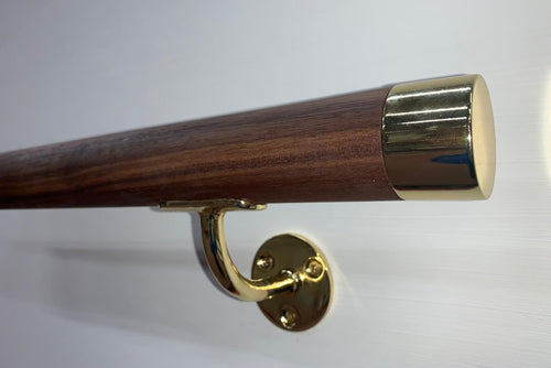 Brass & Walnut Handrail - SimpleHandrails.co.uk