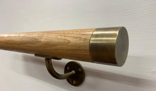 Load image into Gallery viewer, Antique Brass &amp; Oak Handrail - SimpleHandrails.co.uk
