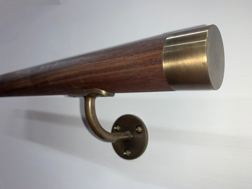 Antique Brass & Walnut Handrail - SimpleHandrails.co.uk